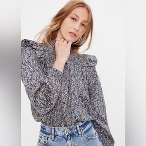 GAP Smocked Ruffle Floral Blouse